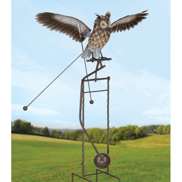 Folk Art good Metal Brown Crow Bird Feeder Planter Yard Stake Garden Art